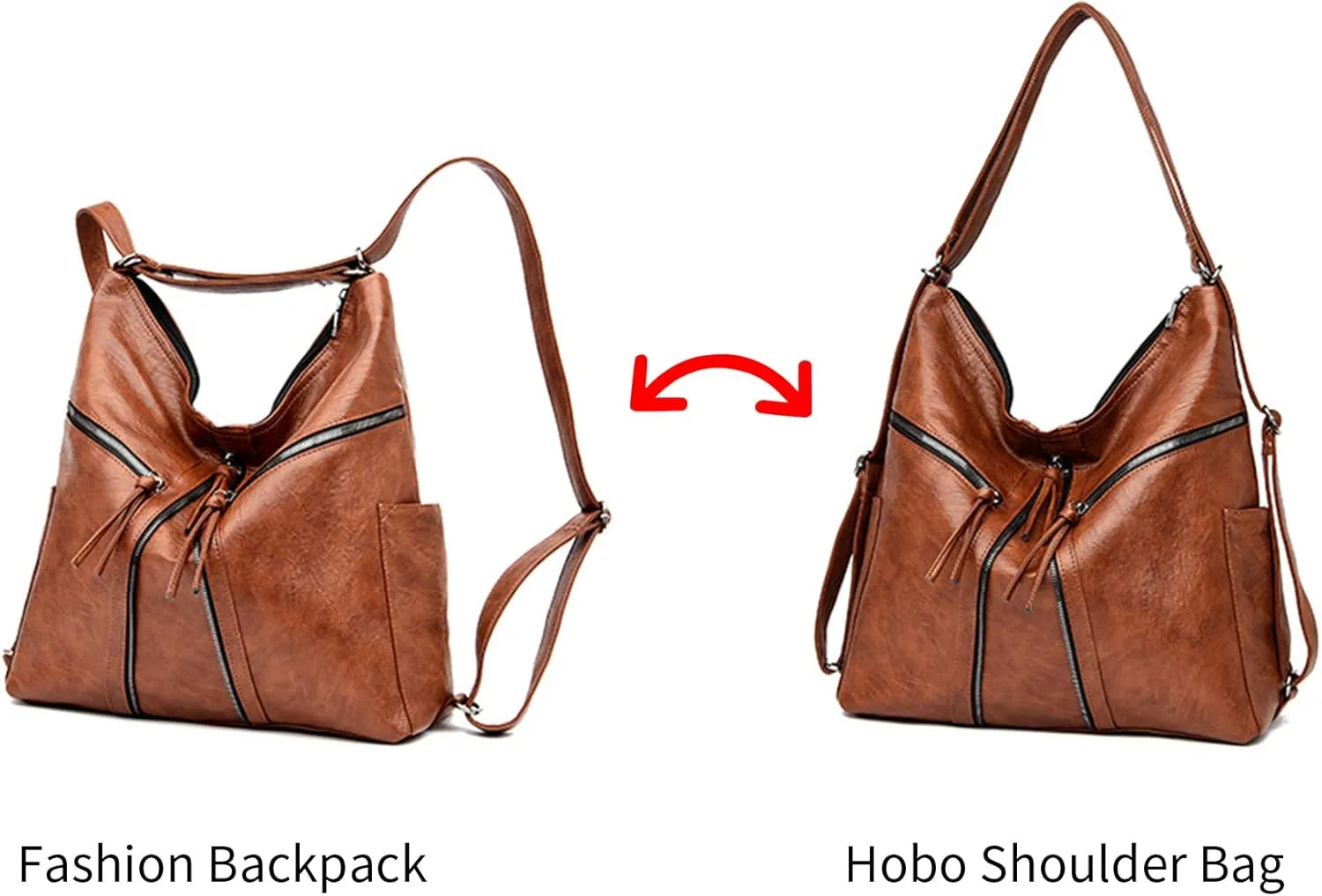 Hobo Bags for Women PU Leather Shoulder Bags Large Hobo Crossbody Purse 3 Way Womens' Handbags