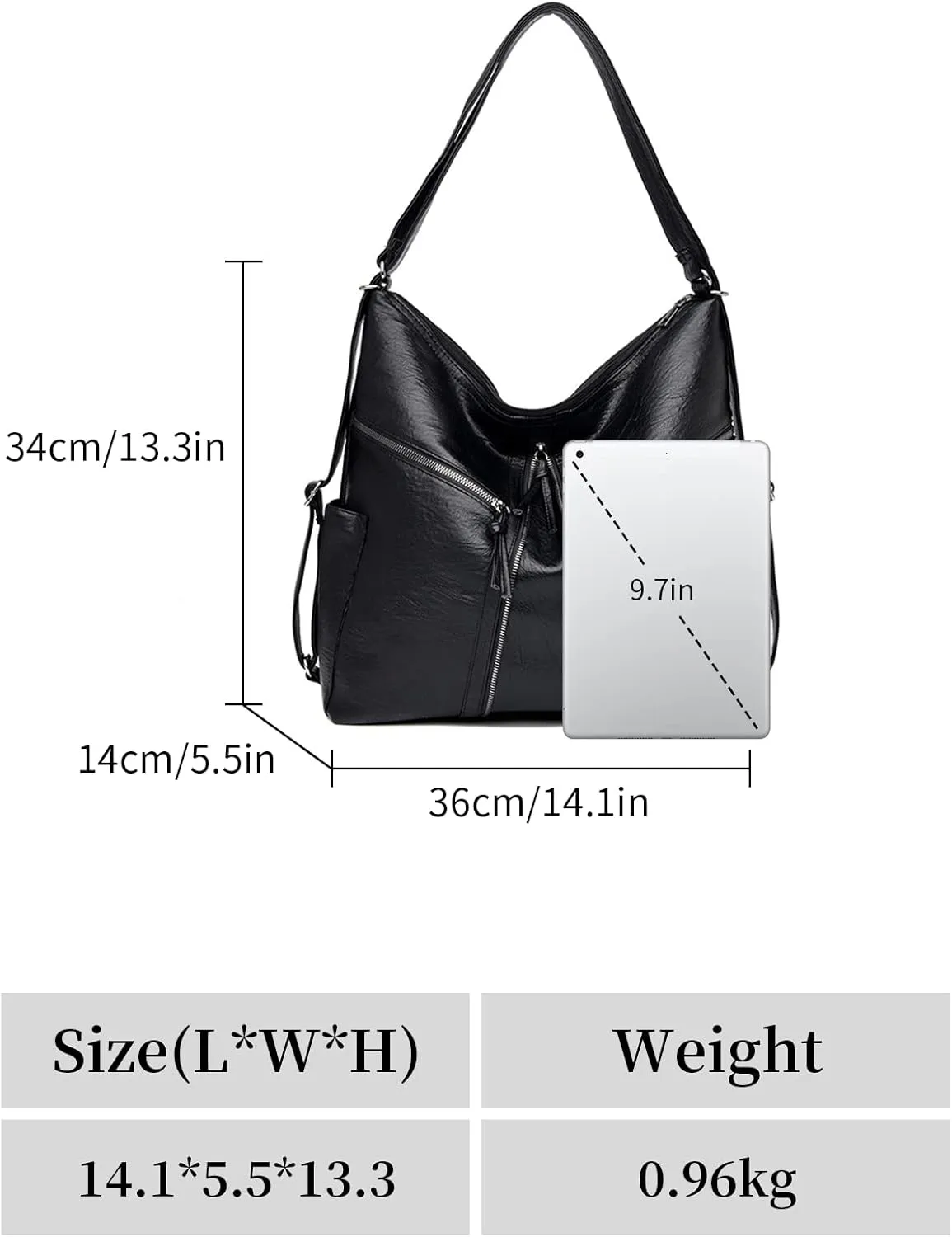Hobo Bags for Women PU Leather Shoulder Bags Large Hobo Crossbody Purse 3 Way Womens' Handbags