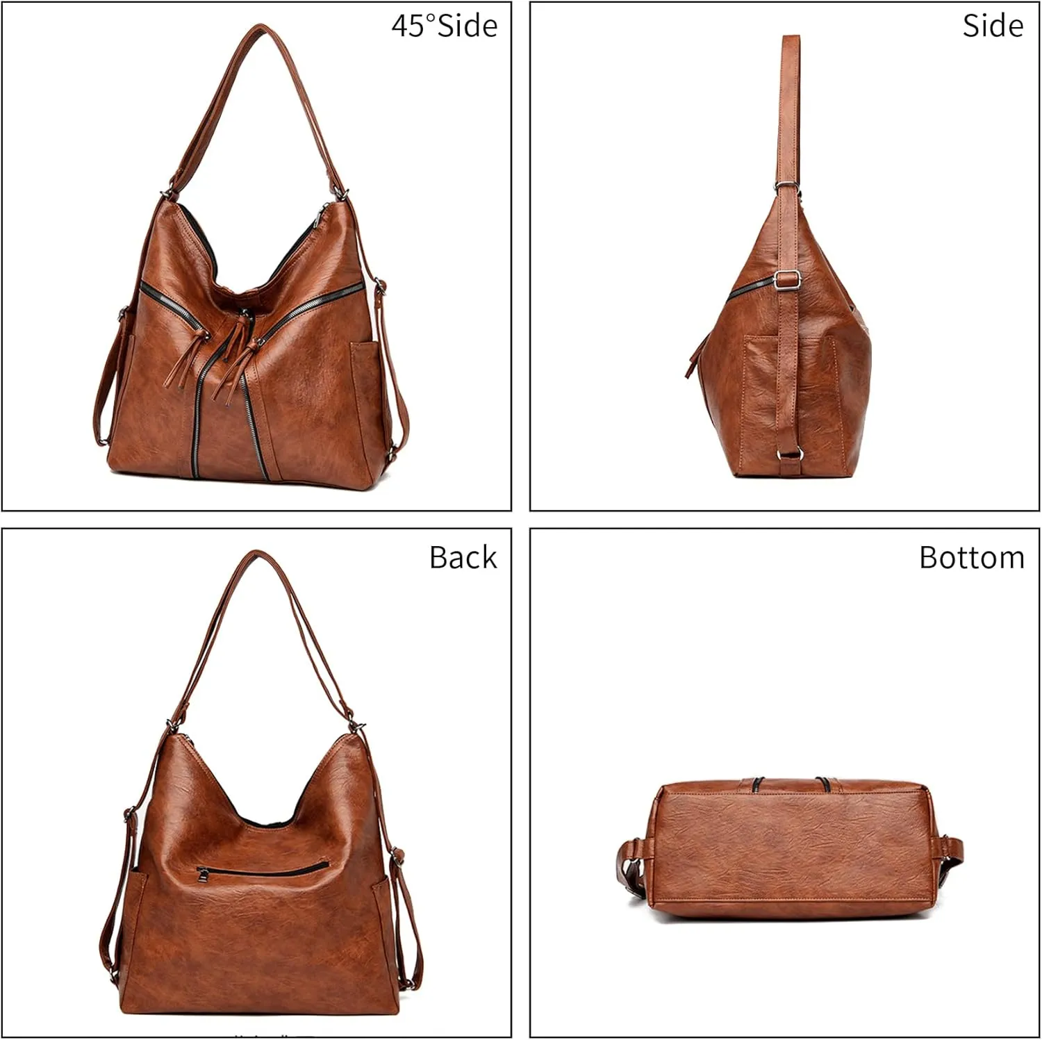 Hobo Bags for Women PU Leather Shoulder Bags Large Hobo Crossbody Purse 3 Way Womens' Handbags