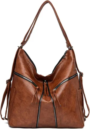 Hobo Bags for Women PU Leather Shoulder Bags Large Hobo Crossbody Purse 3 Way Womens' Handbags
