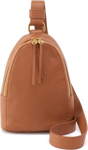HOBO Fern Leather Hands-Free Sling Bag with Adjustable Strap, Fashionable Style, Room for Wallets and Essentials - for Traveling or Everyday, Warm Honey