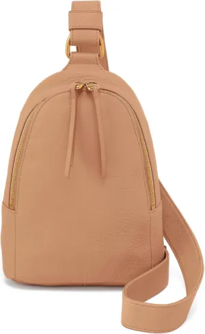 HOBO Fern Leather Hands-Free Sling Bag with Adjustable Strap, Fashionable Style, Room for Wallets and Essentials - Perfect for Traveling, Sandstorm