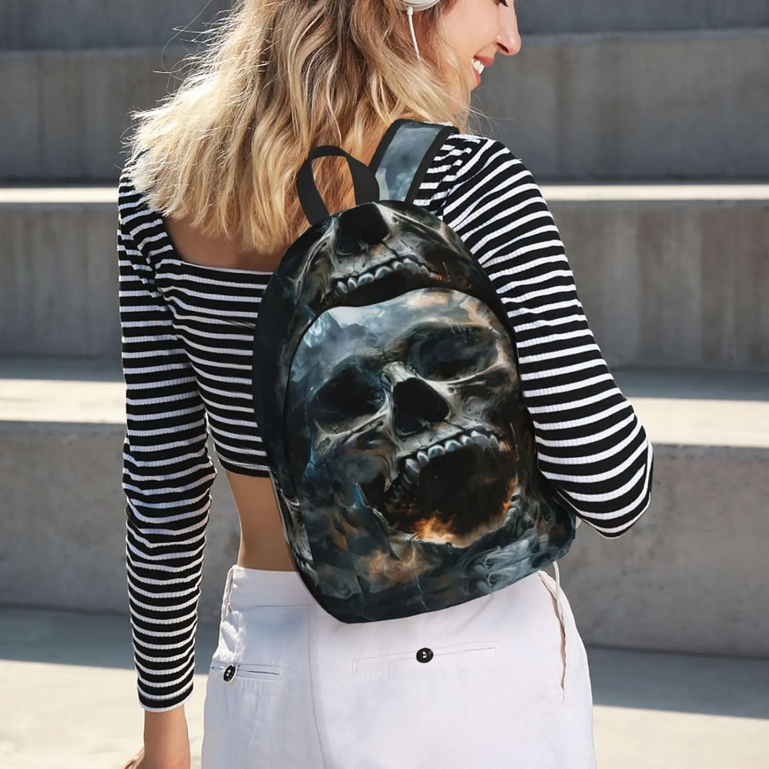 horror ghost skull print Backpack Travel Backpacks for Women Men College Backpack Computer Bag for Travel