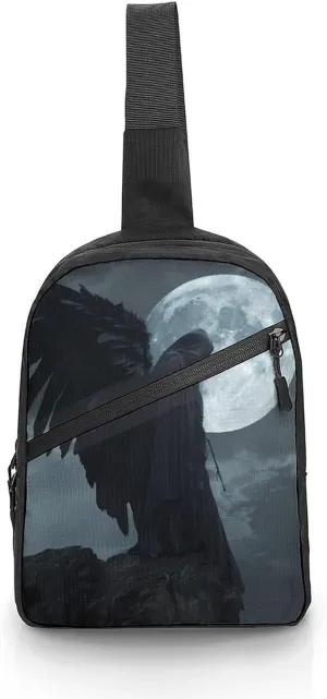 Horror Vampire Devil Grim Reaper Sling Backpack Crossbody Shoulder Bag Casual Chest Bag Travel Hiking Daypack