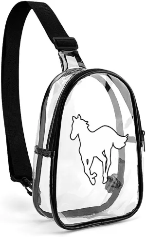 Horse-White Pony Clear Sling Bag Small Chest Bag Backpack Crossbody Travel Hiking Daypack