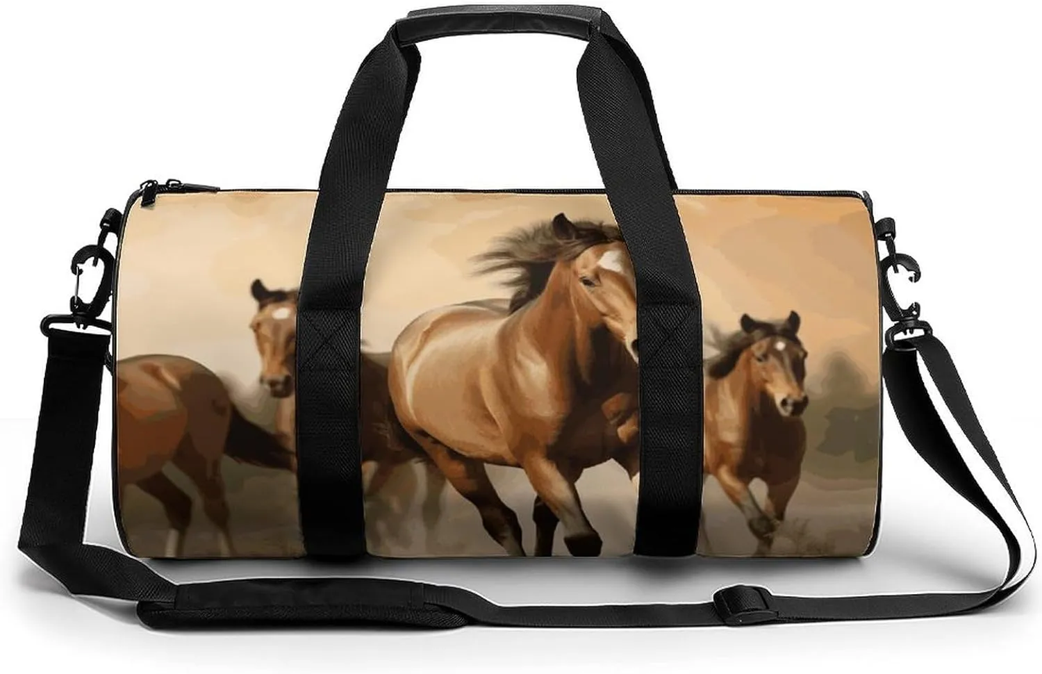 Horses Gym Bag Small Travel Duffle Bag with Compartment Carry On Weekender Bag for Women Men