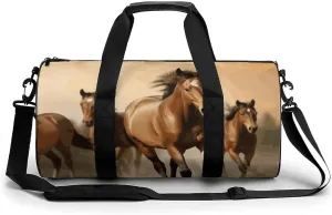 Horses Gym Bag Small Travel Duffle Bag with Compartment Carry On Weekender Bag for Women Men