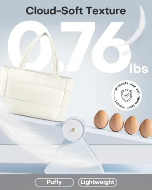 HOTOR Puffer Tote Bag for Women, Nurses - Multi-Pocket Lightweight Bag for Work - Quilted Handbag for Travel and Gym