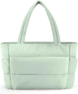 HOTOR Puffer Tote Bag for Women, Nurses - Multi-Pocket Lightweight Bag for Work - Quilted Handbag for Travel and Gym