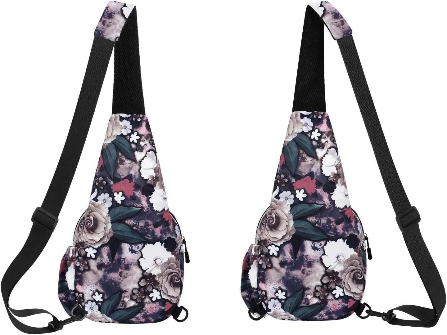 HUA ANGEL Floral Sling Bag, Small Lightweight Crossbody Shoulder Chest Bag for Men & Women Compact Travel Hiking Mini Daypack