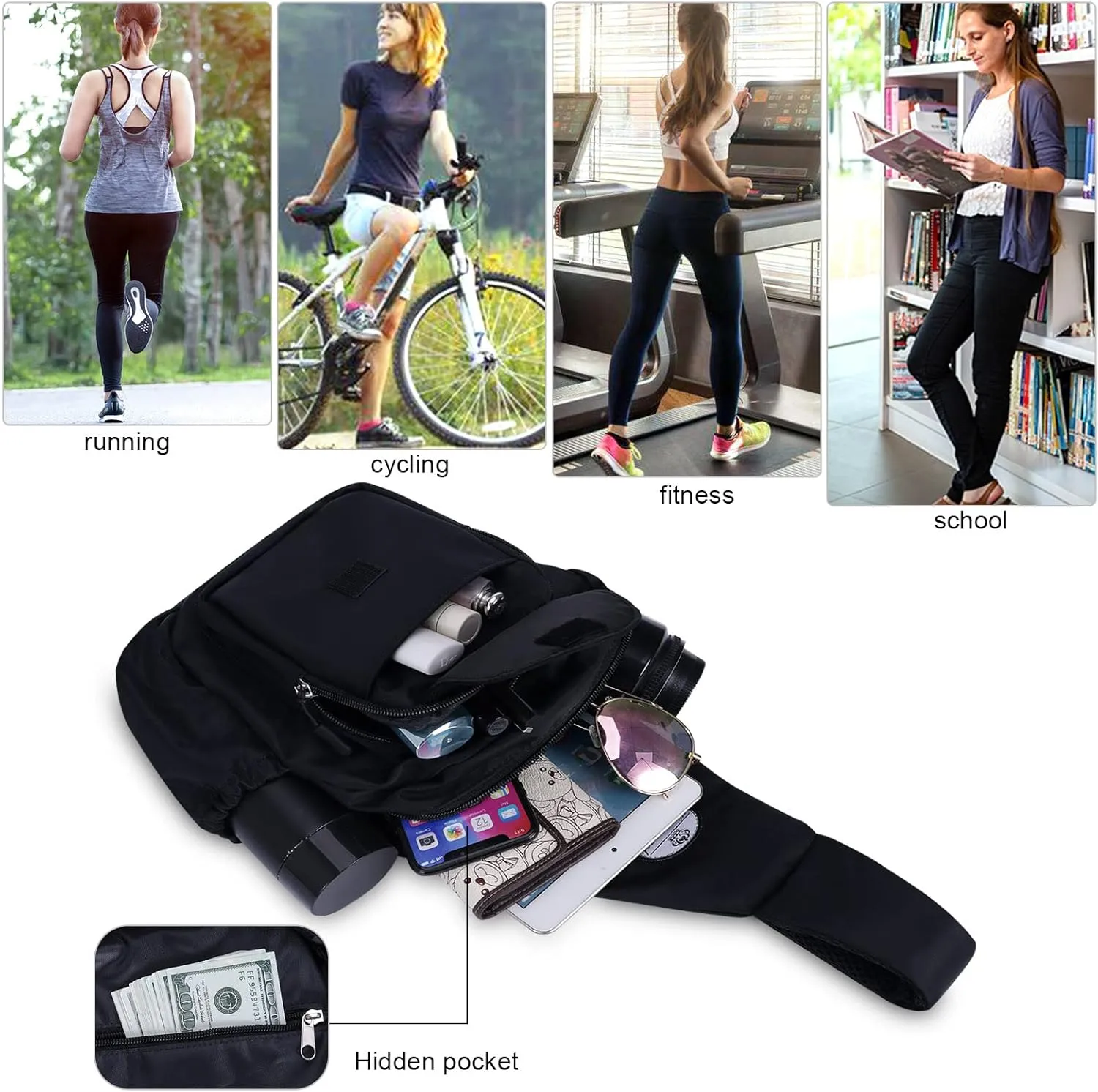 HUA ANGEL Floral Sling Bag, Small Lightweight Crossbody Shoulder Chest Bag for Men & Women Compact Travel Hiking Mini Daypack