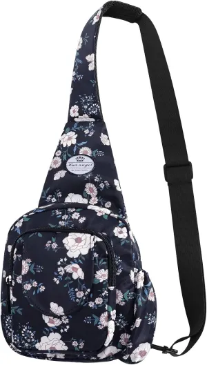 HUA ANGEL Floral Sling Bag, Small Lightweight Crossbody Shoulder Chest Bag for Men & Women Compact Travel Hiking Mini Daypack