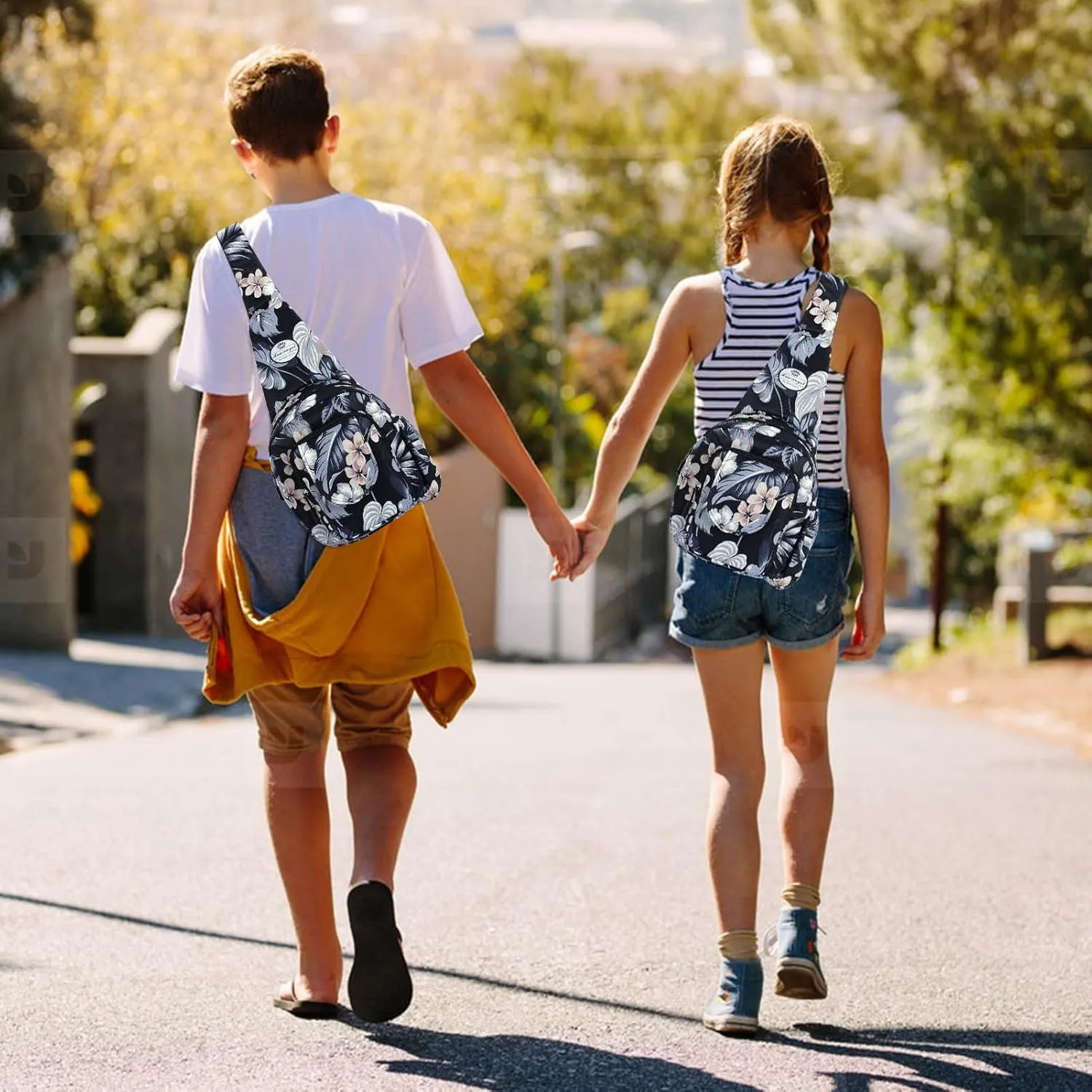 HUA ANGEL Floral Sling Bag, Small Lightweight Crossbody Shoulder Chest Bag for Men & Women Compact Travel Hiking Mini Daypack