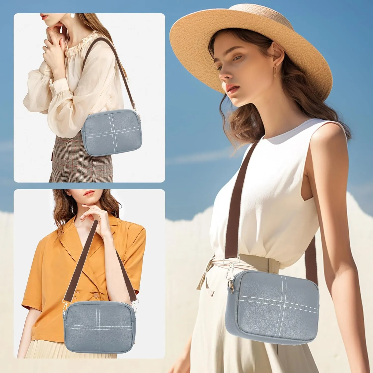 HUA ANGEL Quilted Crossbody Bags for Women, Trendy Small Crossbody Travel Purses Vegan Leather Cellphone Shoulder Handbags