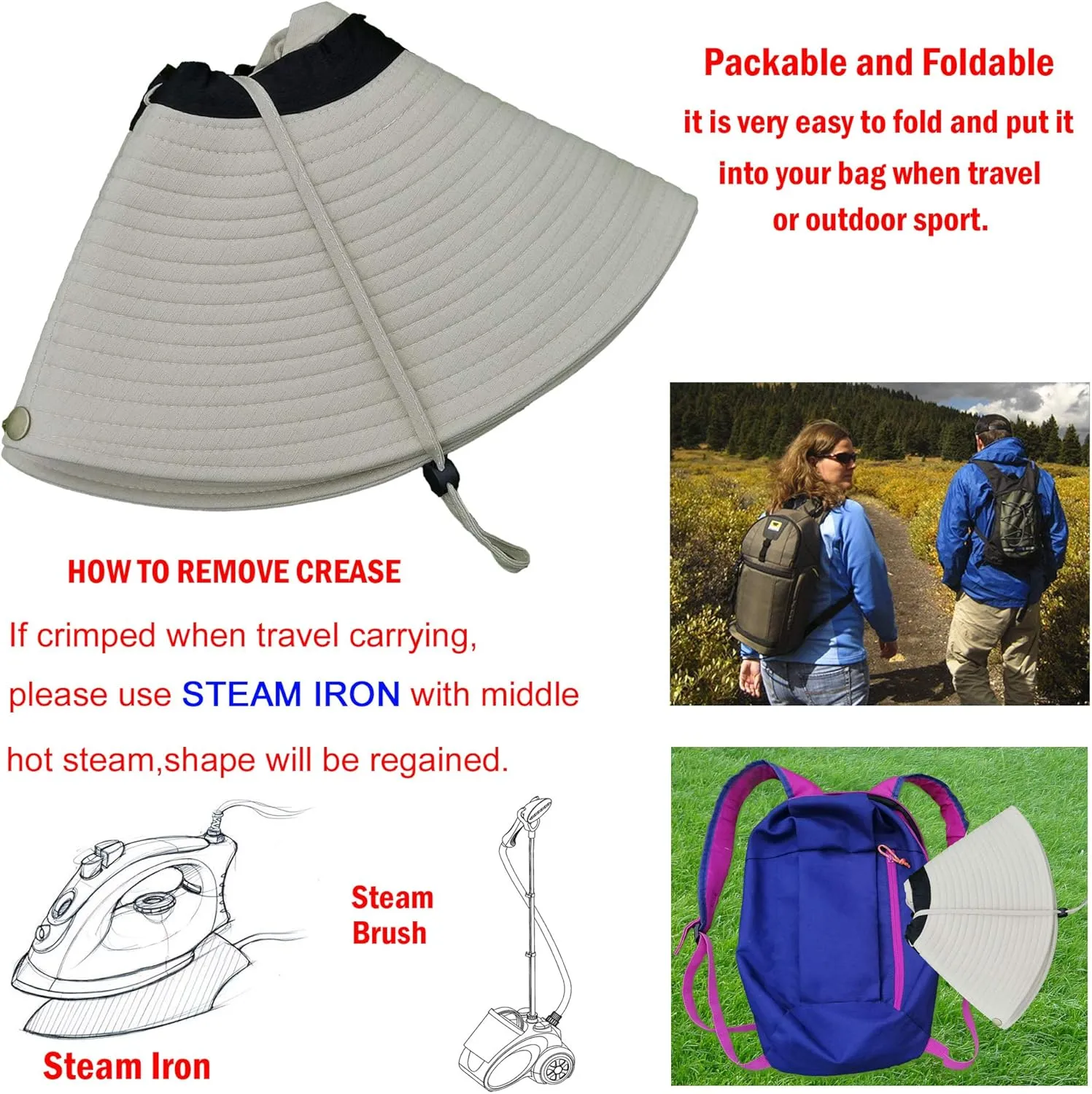 HUAMULAN 6" Super Wide Brim Sun Hats, Men and Women Bucket Hat for Fishing Hiking Garden Lawn Work Safari Camping Outdoor