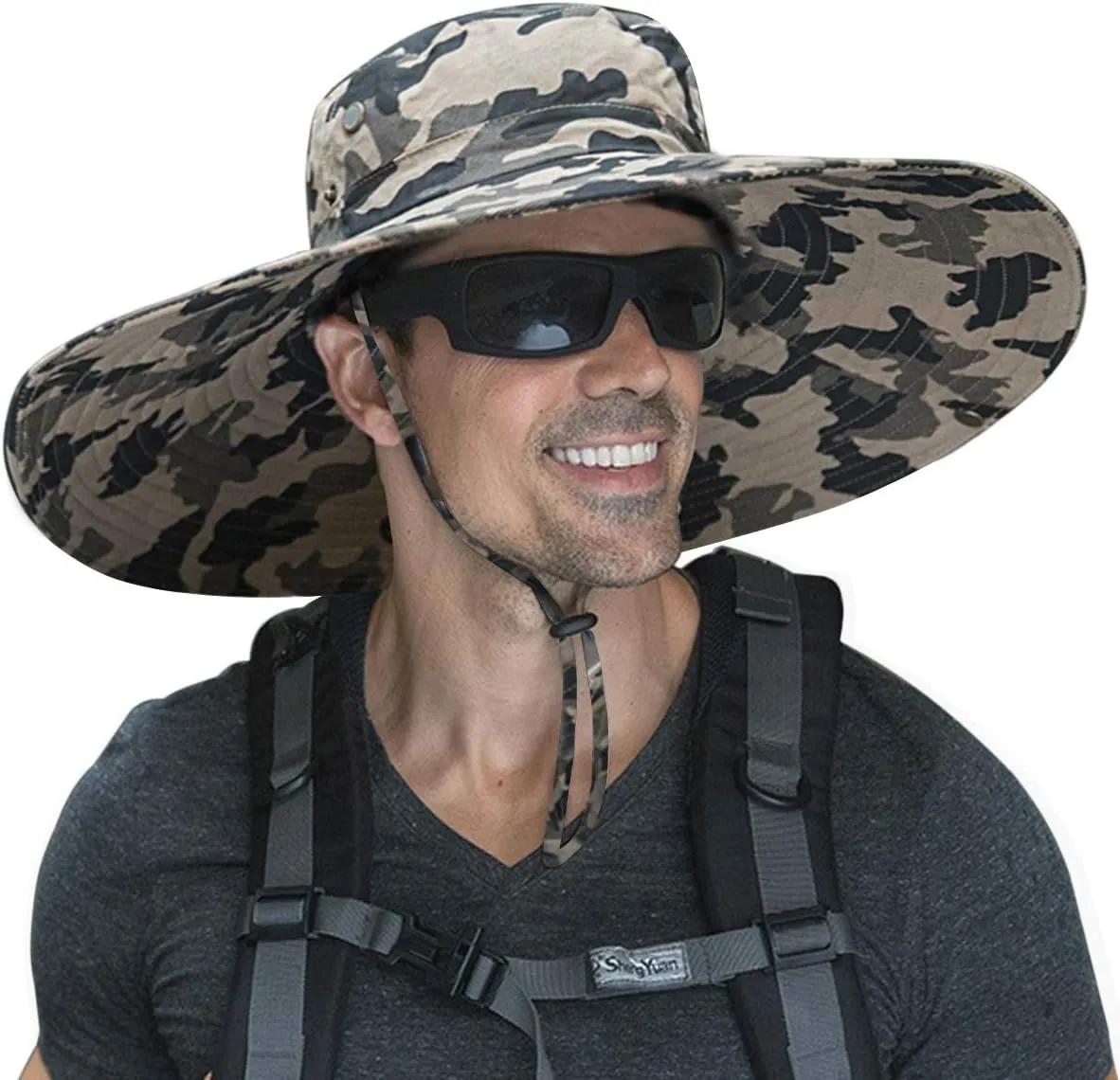 HUAMULAN 6" Super Wide Brim Sun Hats, Men and Women Bucket Hat for Fishing Hiking Garden Lawn Work Safari Camping Outdoor