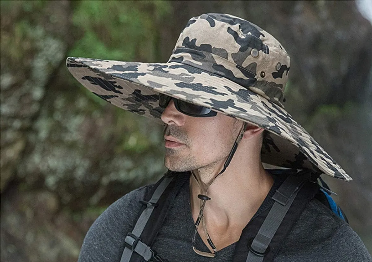HUAMULAN 6" Super Wide Brim Sun Hats, Men and Women Bucket Hat for Fishing Hiking Garden Lawn Work Safari Camping Outdoor