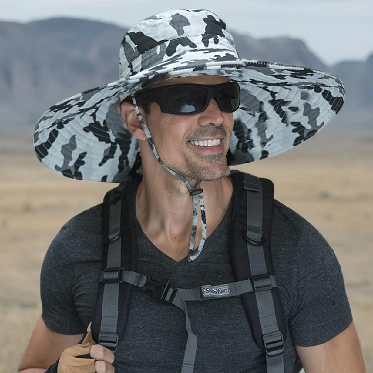 HUAMULAN 6" Super Wide Brim Sun Hats, Men and Women Bucket Hat for Fishing Hiking Garden Lawn Work Safari Camping Outdoor