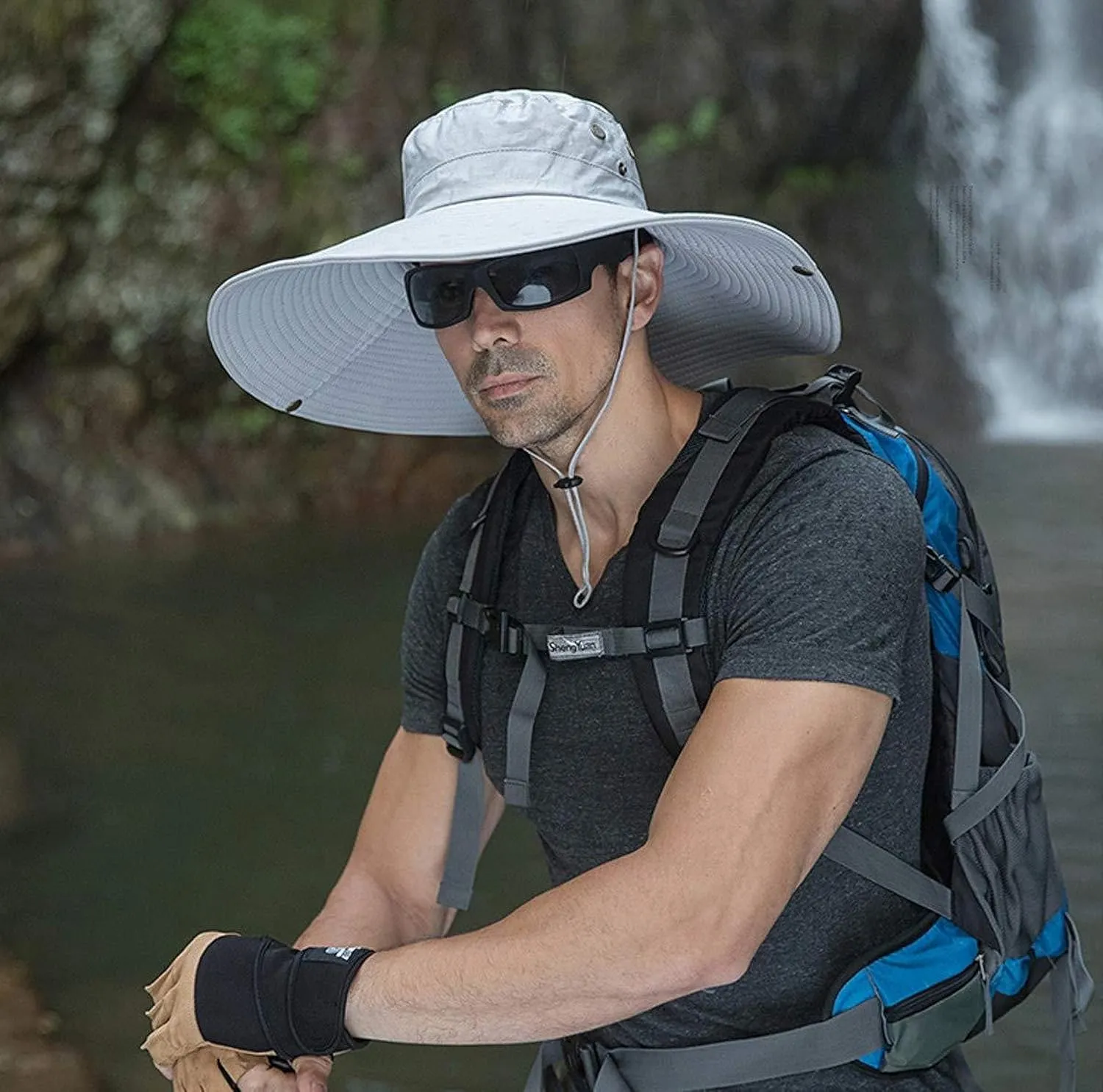 HUAMULAN 6" Super Wide Brim Sun Hats, Men and Women Bucket Hat for Fishing Hiking Garden Lawn Work Safari Camping Outdoor