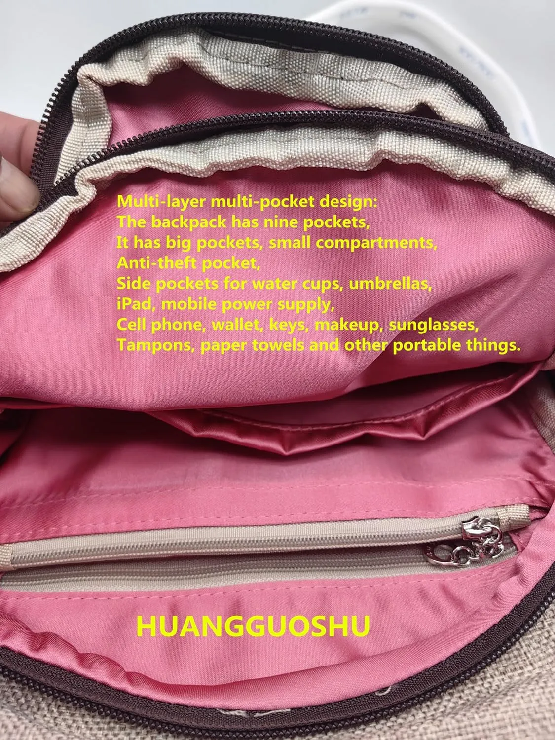 HUANGGUOSHU Backpack Purse for Women - Boho Style Small Convertible Sling Bag with Woven and Mushroom Design - Perfect Mini Backpack for Fashionable Hippie Ladies Squirrel