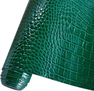 HYANG Green Glossy Embossed Crocodile Texture PU Faux Leather Roll 11.8 "x 53" Very Suitable for Making Crafts, Leather Earrings, Different DIY Projects
