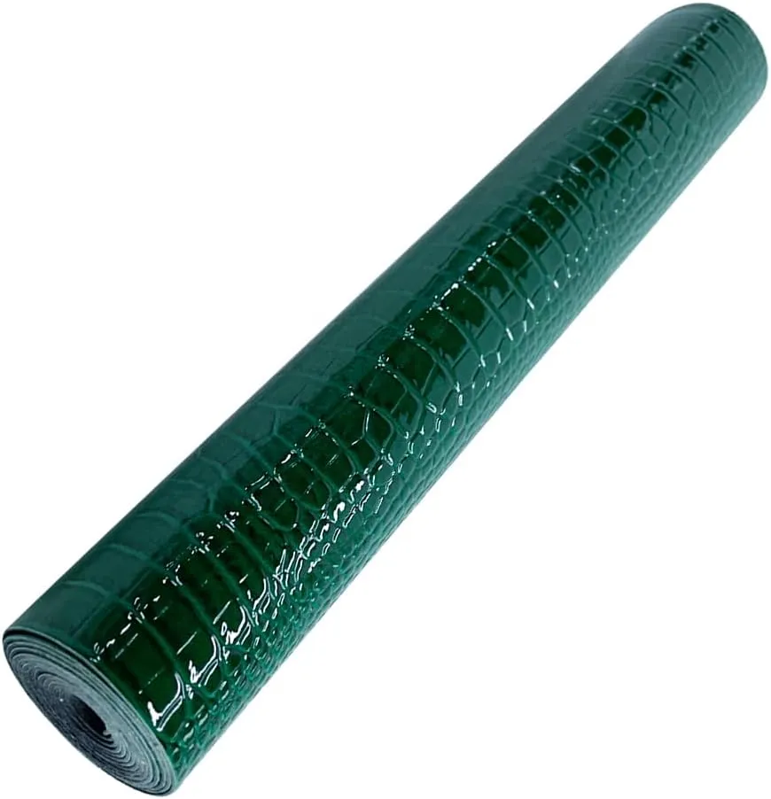 HYANG Green Glossy Embossed Crocodile Texture PU Faux Leather Roll 11.8 "x 53" Very Suitable for Making Crafts, Leather Earrings, Different DIY Projects