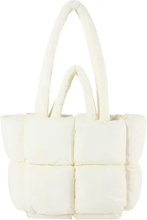I IHAYNER Puffer Tote Bag for Women Large Quilted Puffy Handbag Lightweight Satchel Purse for Work Travel Padded Shoulder Bag