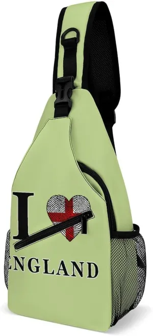 I Love England Britain Casual Sling Bag Backpack Travel Shoulder Chest Crossbody Bags Adjustable Daypack Unisex