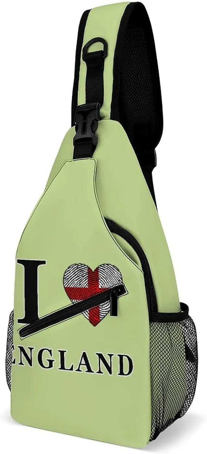 I Love England Britain Casual Sling Bag Backpack Travel Shoulder Chest Crossbody Bags Adjustable Daypack Unisex