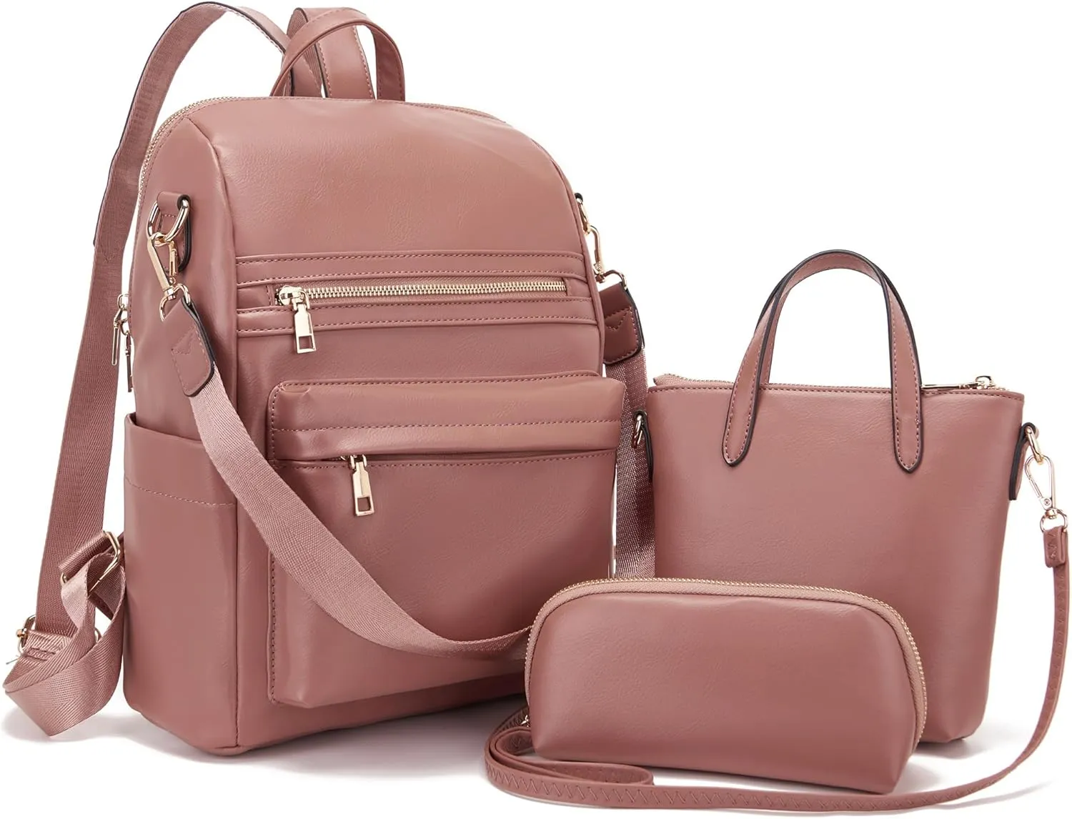 Idesort Medium Backpack Purse for Women Convertible Travel Soft Backpacks Ladies Purse set with Wallet and Crossbody Bags