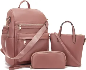 Idesort Medium Backpack Purse for Women Convertible Travel Soft Backpacks Ladies Purse set with Wallet and Crossbody Bags