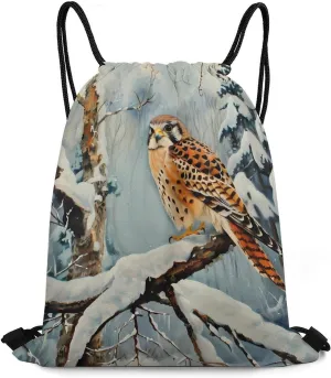 In Snowscape Kestrel Travel Drawstring Bag Waterproof String Backpack Gym Sackpack Sport Bag