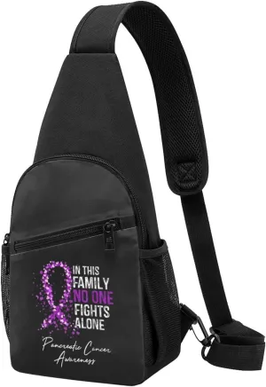 in This Family No One Fights Alone Pancreatic Cancer Sling Bag Crossbody Backpack Shoulder Casual Daypack Bags for Men Women