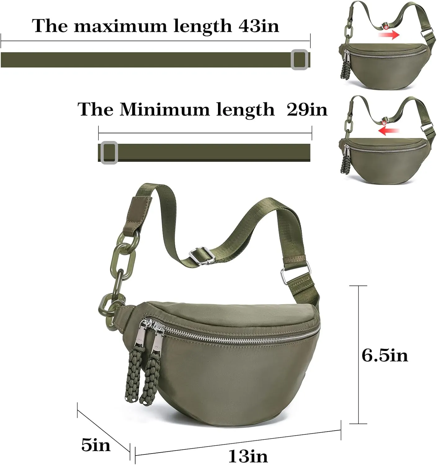 INICAT Fanny Packs for Women,Fashion Waist Packs Crossbody Bum Bag with Adjustable Strap for Travel Sport