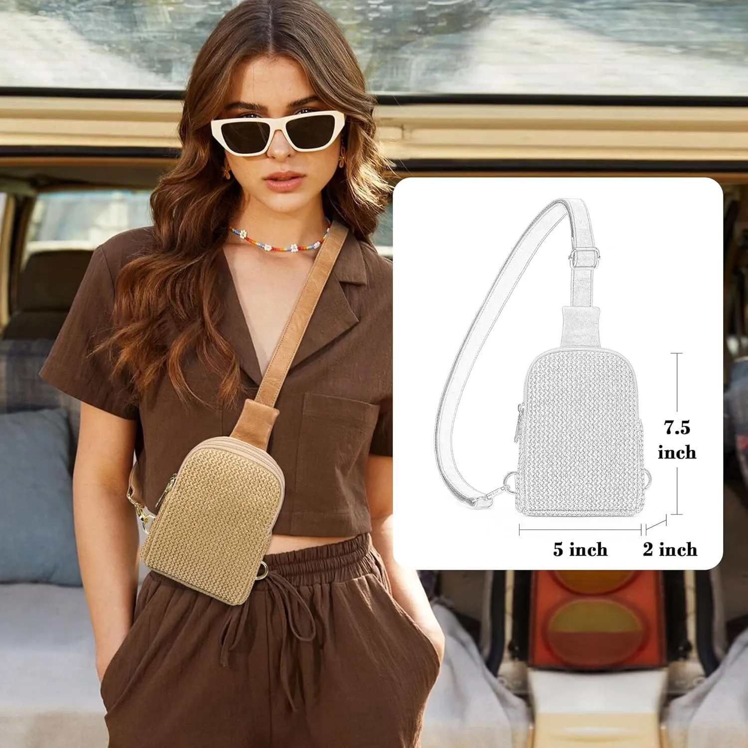 INICAT Summer Straw Bag Small Sling Beach Bag Crossbody Bags for Women