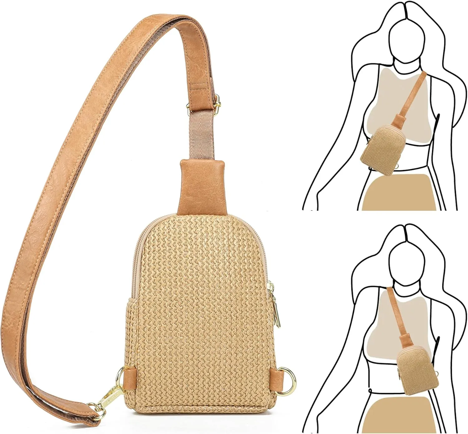 INICAT Summer Straw Bag Small Sling Beach Bag Crossbody Bags for Women