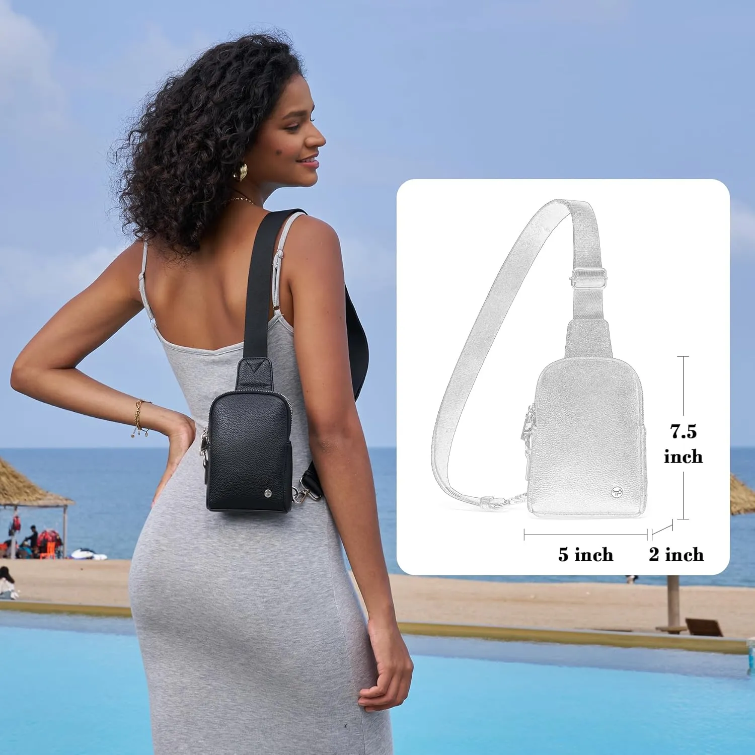 INICAT Travel Small Sling Bag Leather Crossbody Bags for Women Fanny Packs Cross Body Bag for Woman Cross Body Purses