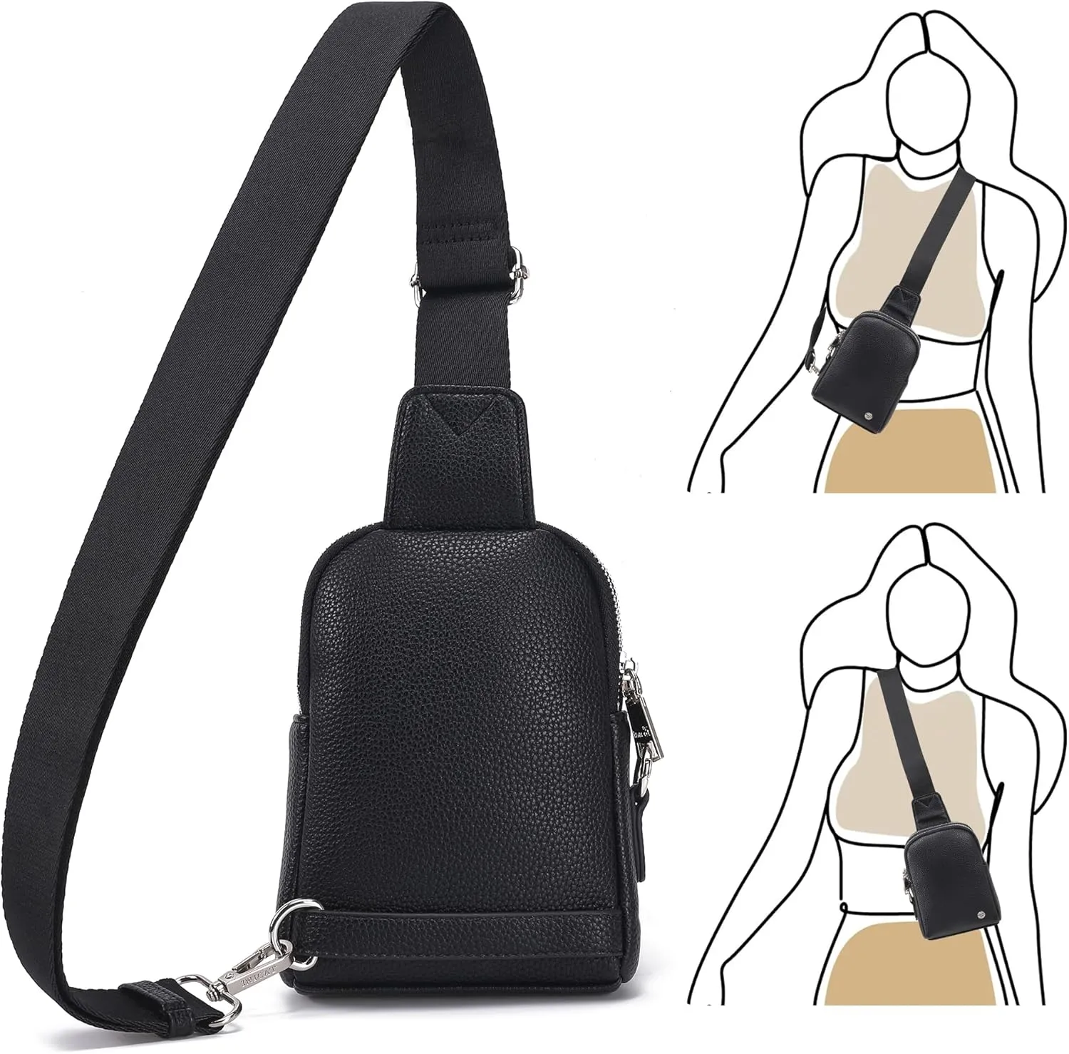 INICAT Travel Small Sling Bag Leather Crossbody Bags for Women Fanny Packs Cross Body Bag for Woman Cross Body Purses