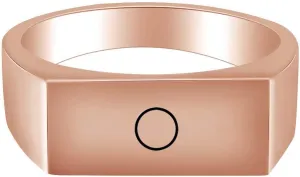 Initial A to Z Rectangular Frame Men's Signet Wedding Band Ring in 14K Rose Gold Over Sterling Silver