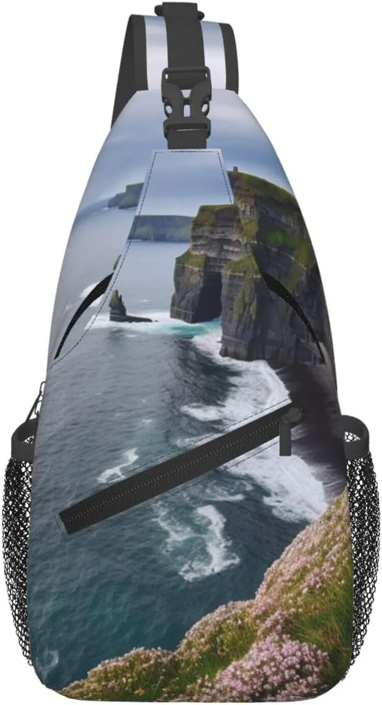 Ireland Outdoors County Clare The Cliffs Cross Chest Bag Diagonally Sling Bag for Men Women Crossbody Shoulder Bag Travel Hiking Daypack