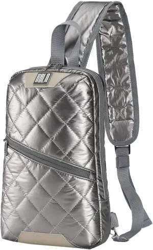 Iridescent Crossbody Shoulder Puffer Backpack for Women Men, Travel Hiking Small Chest Bag Daypack