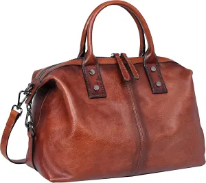 Iswee Genuine Leather Satchel Tote Bag Top Handle Handbag Designer Shoulder Bag Large Capacity Cross Body Bag