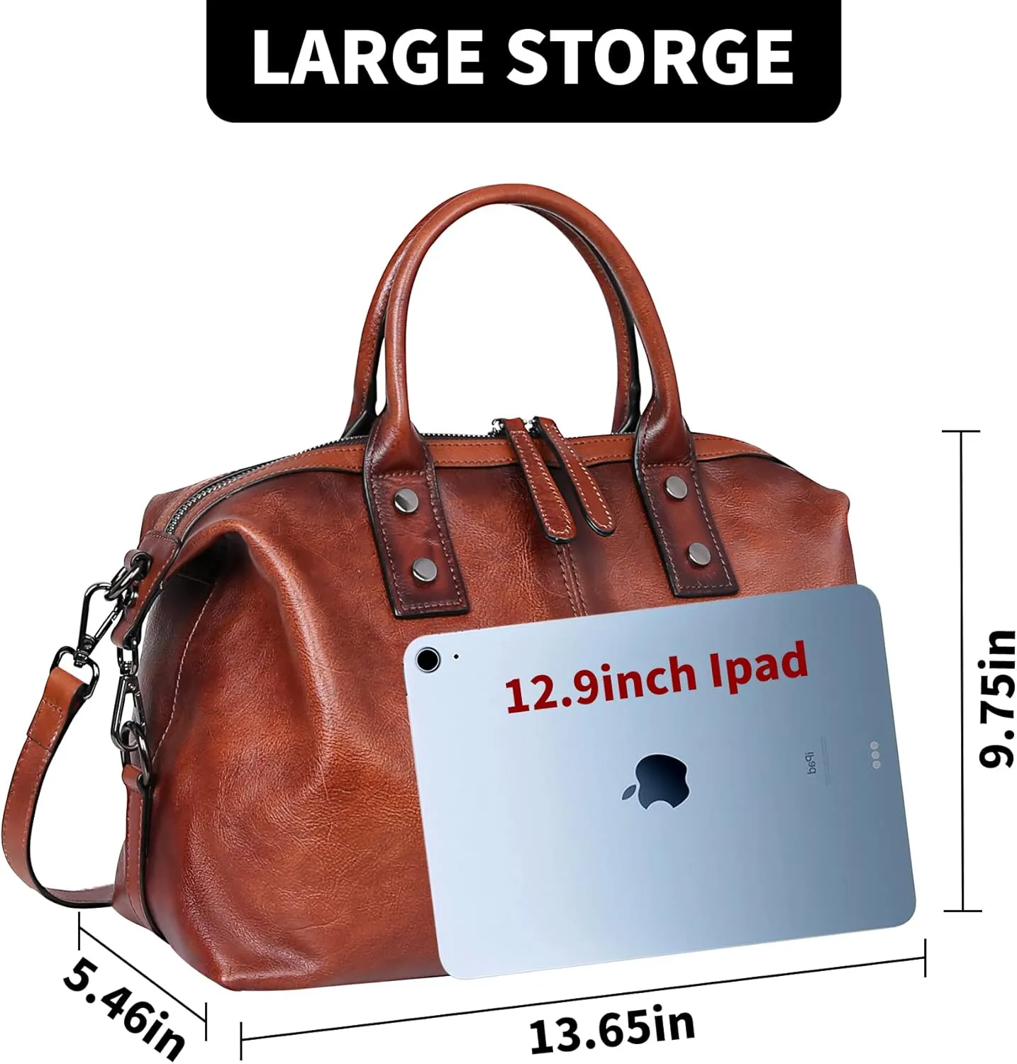 Iswee Genuine Leather Satchel Tote Bag Top Handle Handbag Designer Shoulder Bag Large Capacity Cross Body Bag