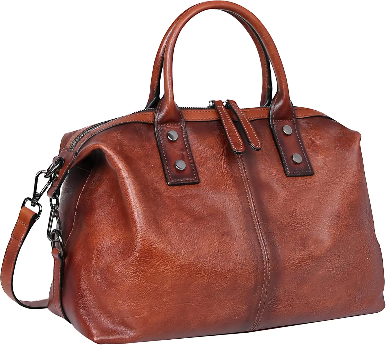 Iswee Genuine Leather Satchel Tote Bag Top Handle Handbag Designer Shoulder Bag Large Capacity Cross Body Bag