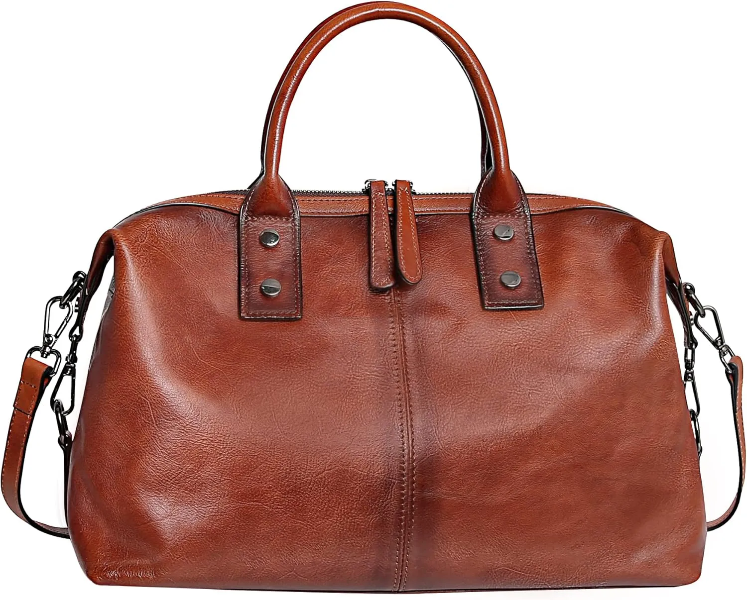 Iswee Genuine Leather Satchel Tote Bag Top Handle Handbag Designer Shoulder Bag Large Capacity Cross Body Bag