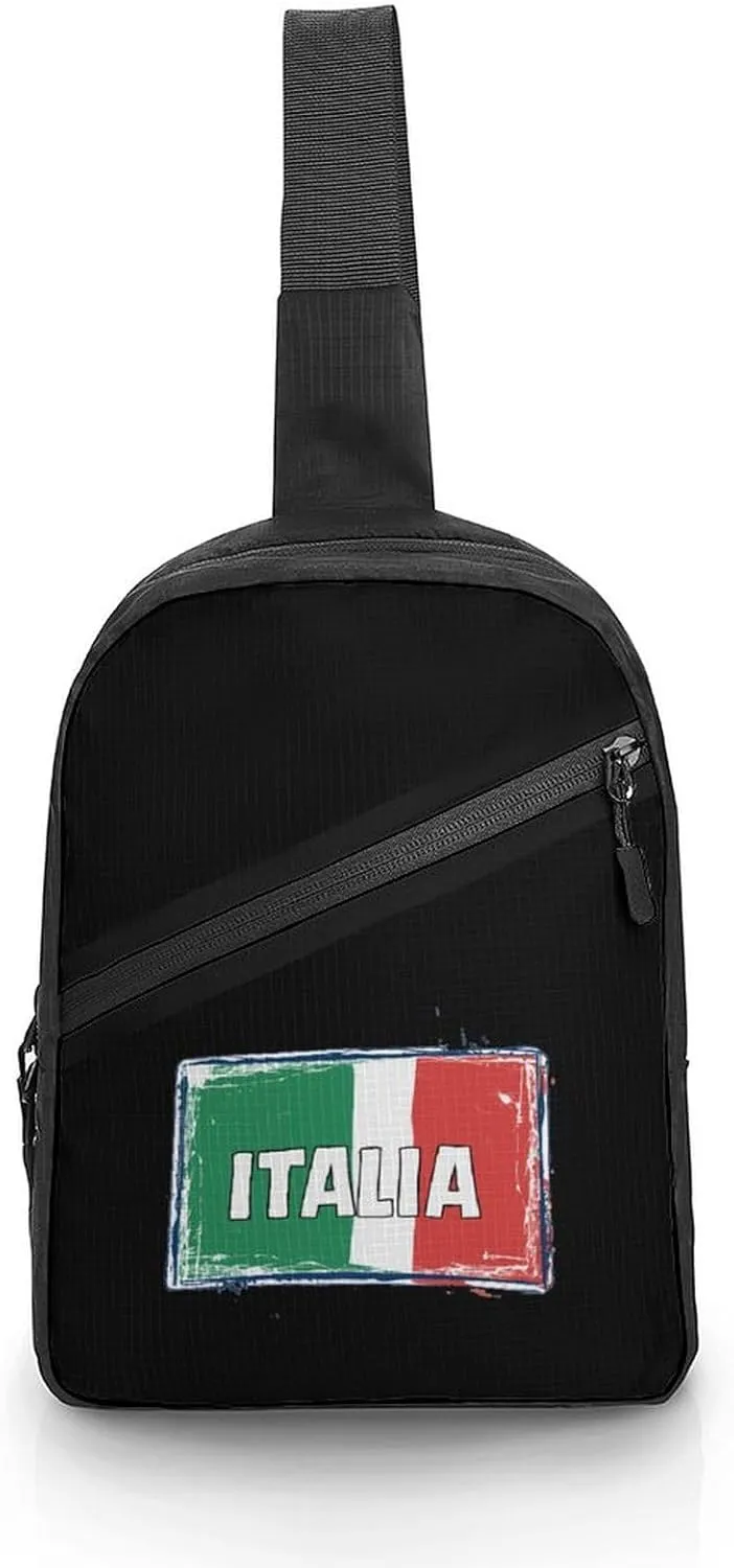 Italia National Prideful Sling Backpack Crossbody Shoulder Bag Casual Chest Bag Travel Hiking Daypack