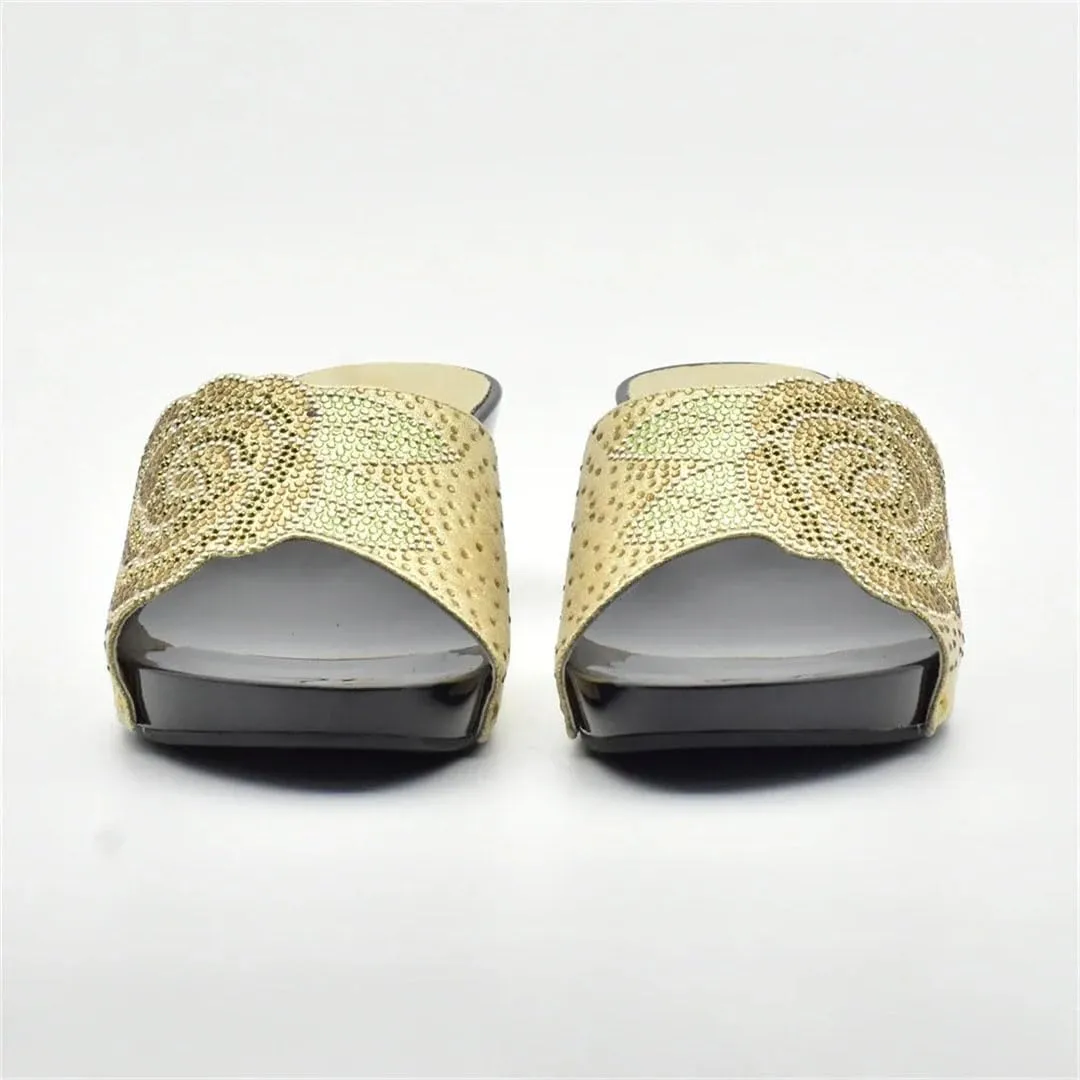 Italian Design Wedding Shoes Bag Combo African Rhinestone Bridal Party Heel Set