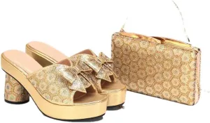 Italian Leather Crafted Bridal Combo African Crystal Heels Nigerian Party Footwear