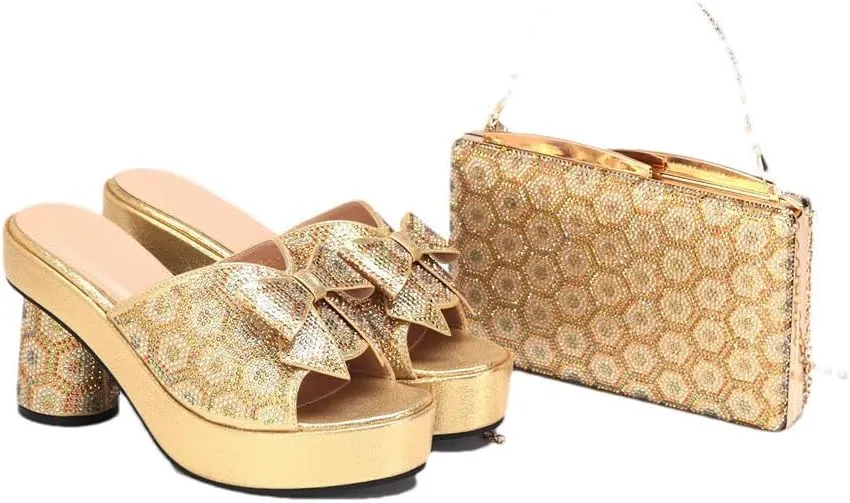 Italian Leather Crafted Bridal Combo African Crystal Heels Nigerian Party Footwear