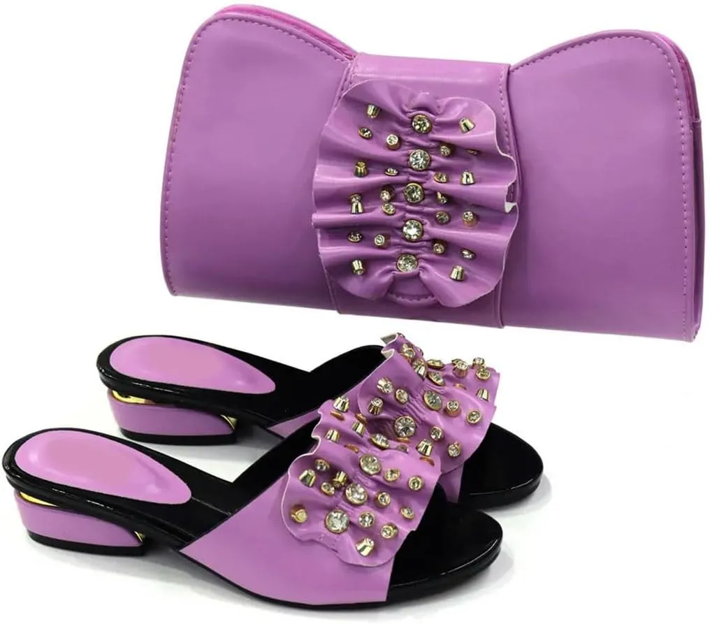 Italian Made Crystal Wedding Shoes African Bridal Set Rhinestone Banquet Heel Pumps